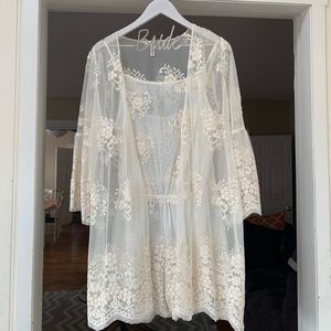 Yoana Baraschi embroidered lace romper and overlay